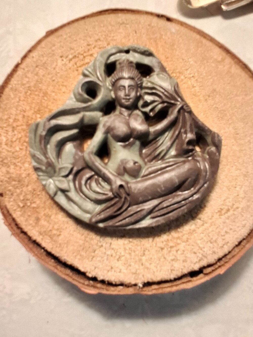 Carved Petosky Stone Goddess Pendant
